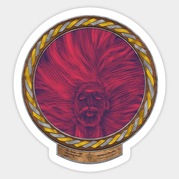 The Dude with Flowing Hair (frame  gold silver celtic rope) Sticker by Swabcraft